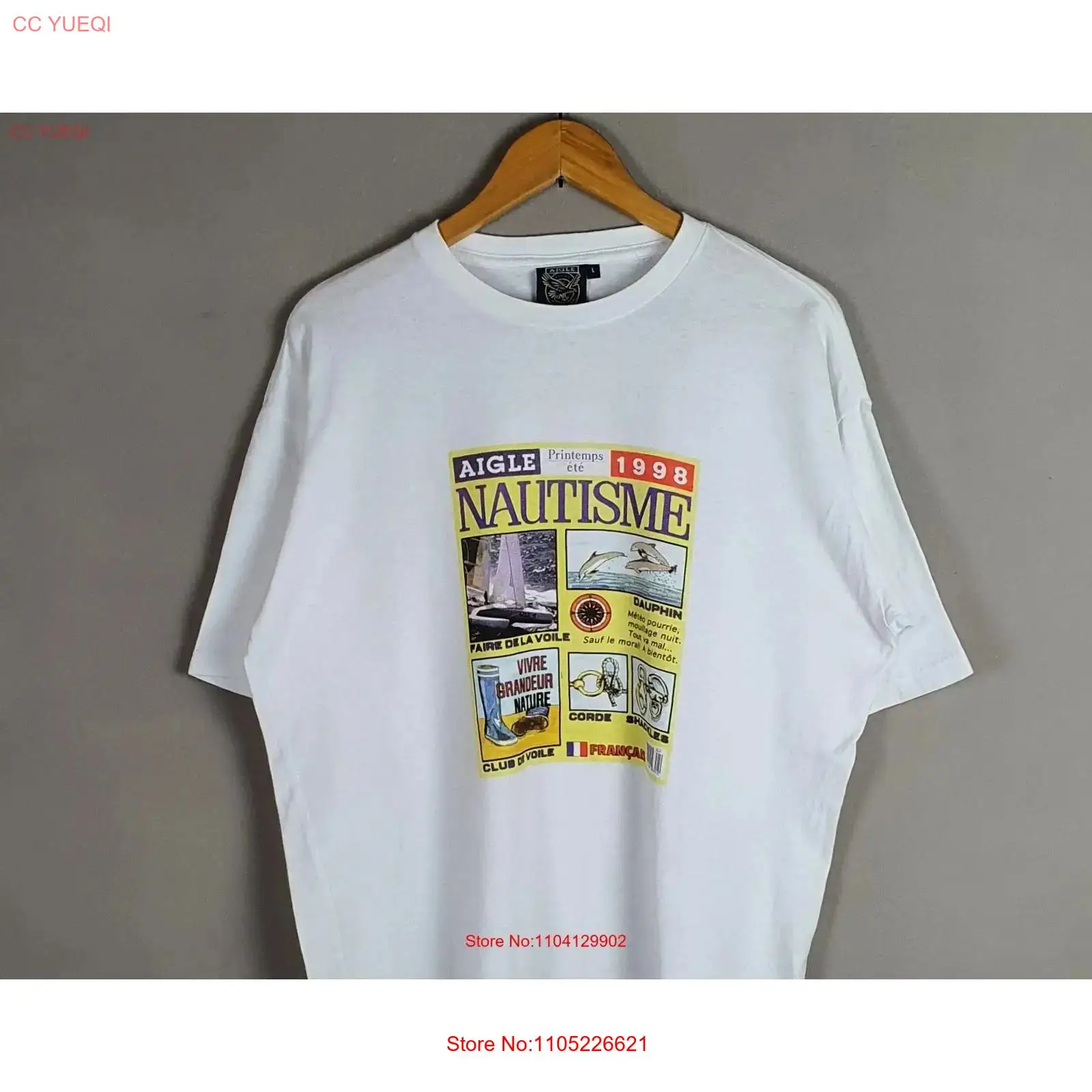 French Streetwear Brand - Винтажная футболка AIGLE Nautisme 1998 года,